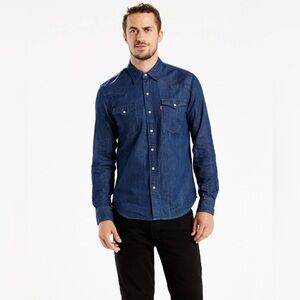 Levi's Blue Casual Button Down Shirt Classic Western Style